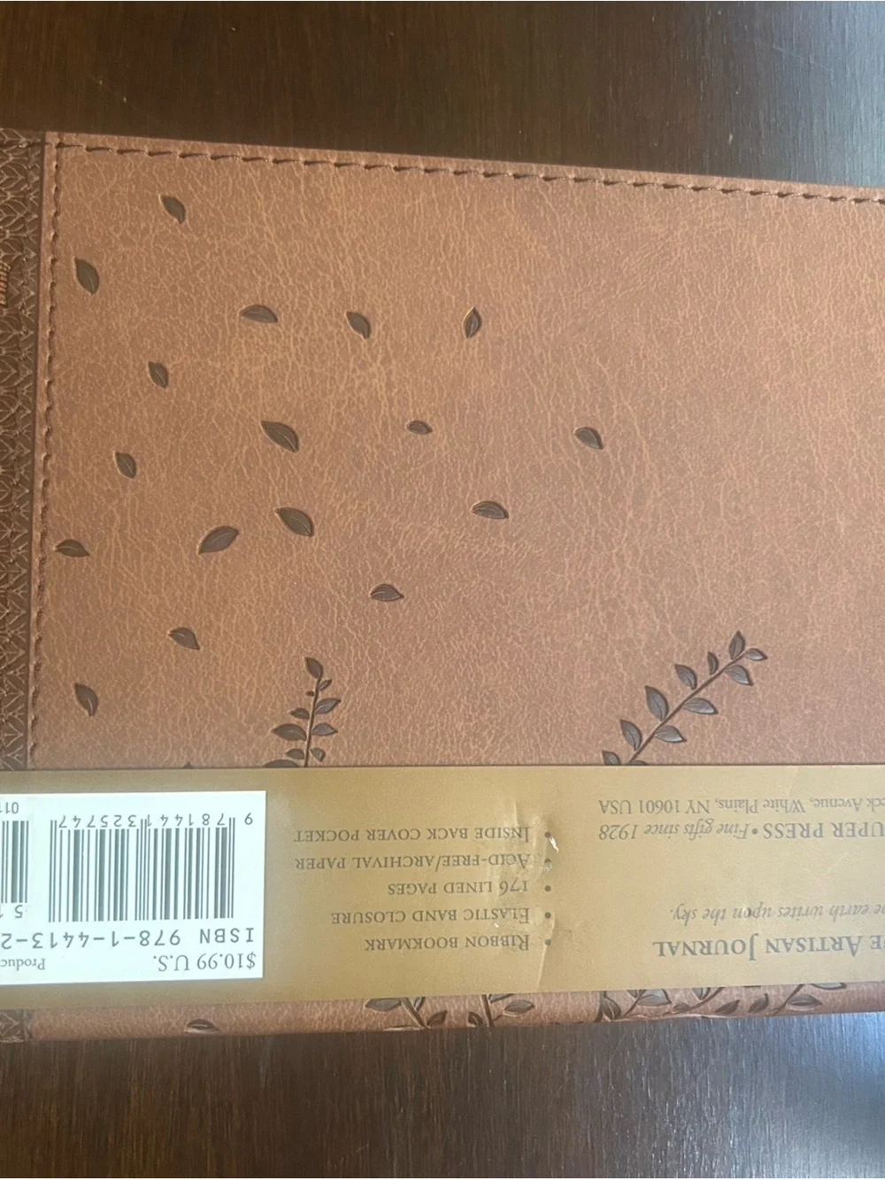 Brown Tree-Embossed Journal with Elastic Closure - Home Office